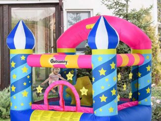 Outsunny Bounce Castle Inflatable Trampoline Star Design - Blue